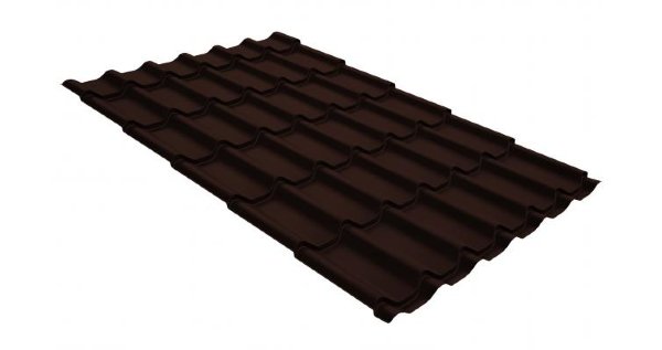 Металлочерепица классик GL 0,5 GreenCoat Pural RR 887 шоколадно-коричневый (RAL 8017 шоколад) купить в Подольске
