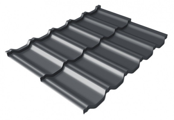 Металлочерепица модульная Квинта Uno Grand Line c 3D резом 0,5 Satin Мatt RAL 7024 мокрый асфальт купить в Подольске