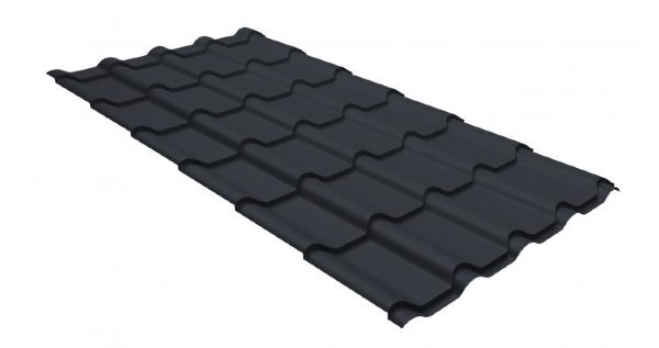 Металлочерепица камея GL 0,5 GreenCoat Pural RR 23 темно-серый (RAL 7024 мокрый асфальт) купить в Подольске