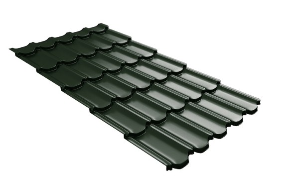 Металлочерепица квинта плюс с 3D резом 0,5 GreenСoat Pural Matt RR 11 темно-зеленый (RAL 6020 хромовая зелень) купить в Подольске