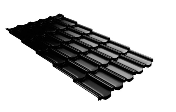 Металлочерепица квинта плюс с 3D резом 0,5 GreenСoat Pural Matt RR 33 черный (RAL 9005 черный) купить в Подольске