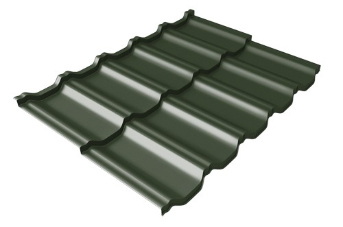 Металлочерепица модульная Квинта Uno Grand Line c 3D резом 0,5 GreenСoat Pural Matt RR 11 темно-зеленый (RAL 6020 хромовая зелень) купить в Подольске