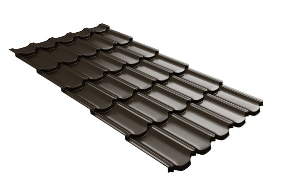 Металлочерепица квинта плюс с 3D резом 0,5 GreenСoat Pural RR 32 темно-коричневый (RAL 8019 серо-коричневый) купить в Подольске