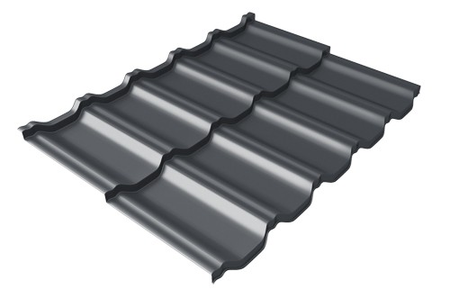 Металлочерепица модульная Квинта Uno Grand Line c 3D резом 0,45 PE RAL 7024 мокрый асфальт купить в Подольске