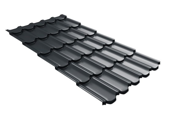 Металлочерепица квинта плюс с 3D резом 0,5 Satin RAL 7016 антрацитово-серый купить в Подольске