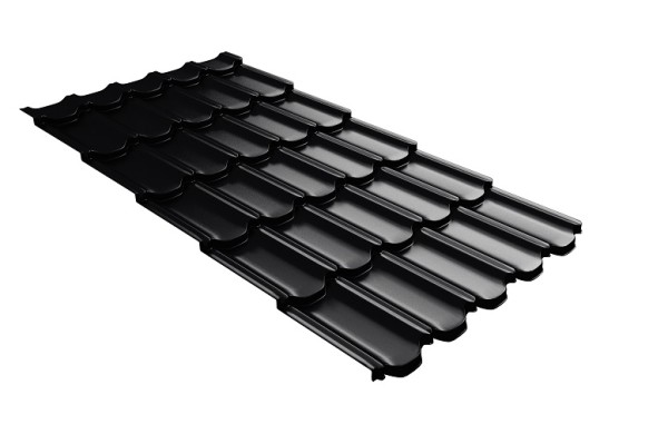Металлочерепица квинта плюс с 3D резом 0,5 Satin Мatt RAL 9005 черный купить в Подольске