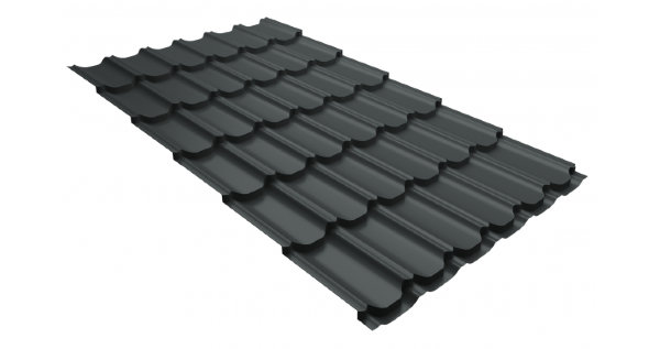 Металлочерепица квинта плюс 0,5 GreenCoat Pural Matt RR 23 темно-серый (RAL 7024 мокрый асфальт) купить в Подольске