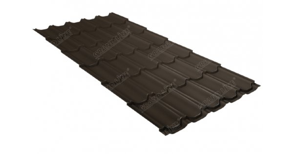 Металлочерепица квинта плюс 0,5 GreenCoat Pural Matt RR 32 темно-коричневый (RAL 8019 серо-коричневый) купить в Подольске